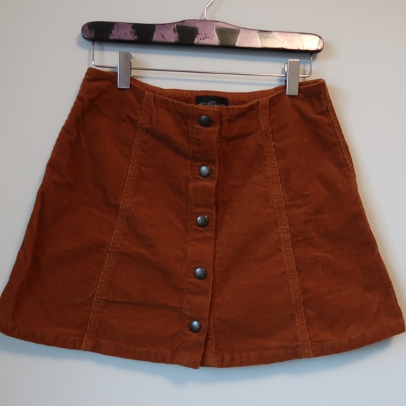 Topshop Button Front Corduroy A-line Skirt Size 6P - Picture 2 of 6